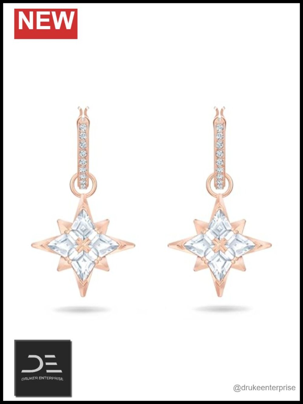 Swarovski Symbolic Star Crystal Mini Hoop Earrings Rose Gold Plated